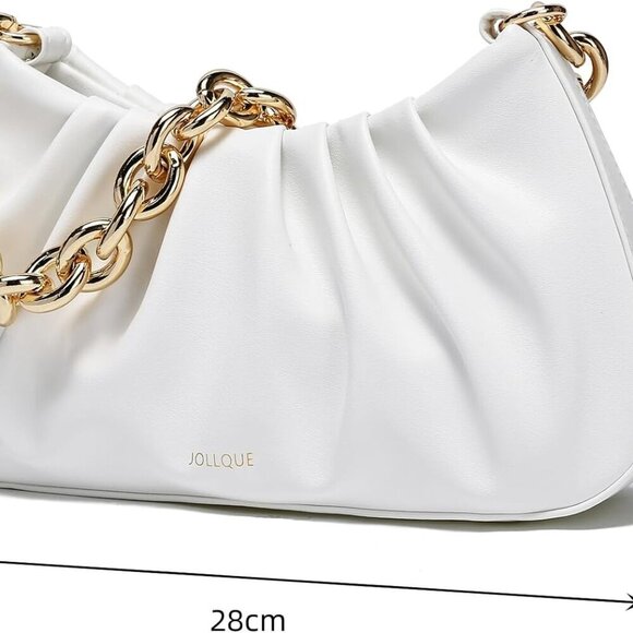 Women Small Faux Leather Shoulder Bag with Gold Chain Evening Clutch Purse main image 8